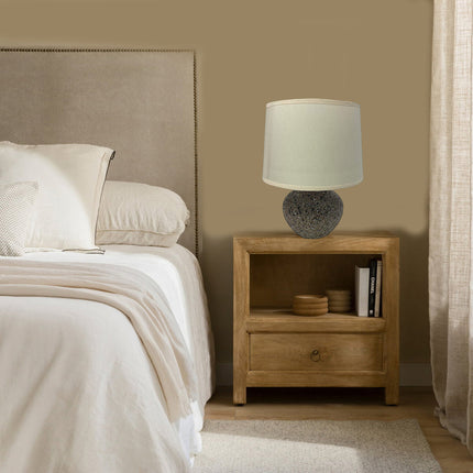 Lume in ceramica moderno lumetto da comodino con base effetto marmo abat jour lampada da tavolo paralume attacco e14 - enzoled