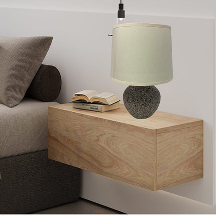 Lume in ceramica moderno lumetto da comodino con base effetto marmo abat jour lampada da tavolo paralume attacco e14 - enzoled