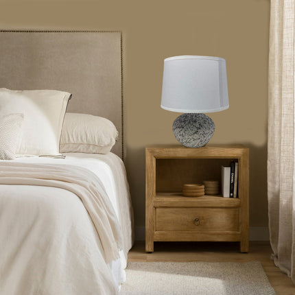 Lume in ceramica moderno lumetto da comodino con base effetto marmo abat jour lampada da tavolo paralume attacco e14 - enzoled