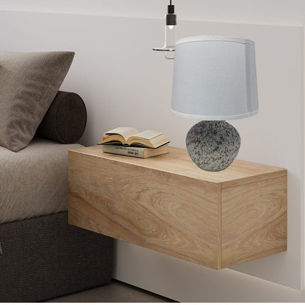 Lume in ceramica moderno lumetto da comodino con base effetto marmo abat jour lampada da tavolo paralume attacco e14 - enzoled