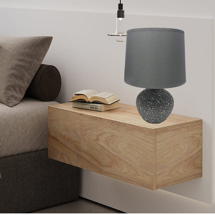 Lume in ceramica moderno lumetto da comodino con base effetto marmo abat jour lampada da tavolo paralume attacco e14 - enzoled