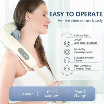 Massaggiatore ricaricabile per collo 3D massaggio shiatsu cervicale spalle schiena - enzoled