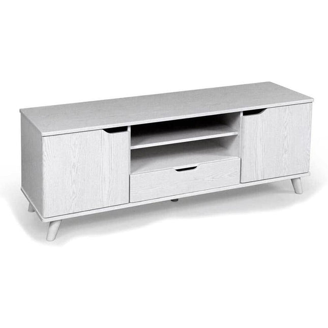 Mobile madia basso moderno per soggiorno ingresso mobiletto porta tv rovere bianco 140x40x50 cm - enzoled