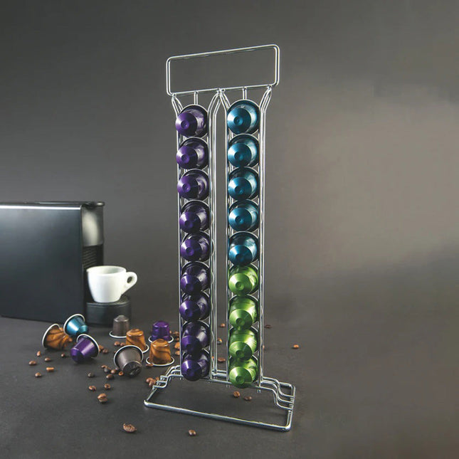 Porta capsule dispenser verticale contenitore stand per 24 capsule di caffè in metallo - enzoled