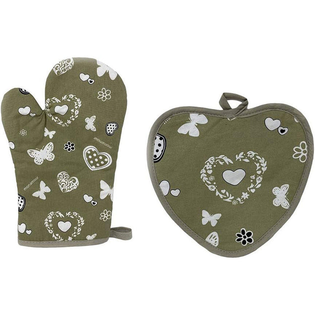 Set presina e guanto da cucina in cotone con imbottitura guanti presine da forno isolante - enzoled