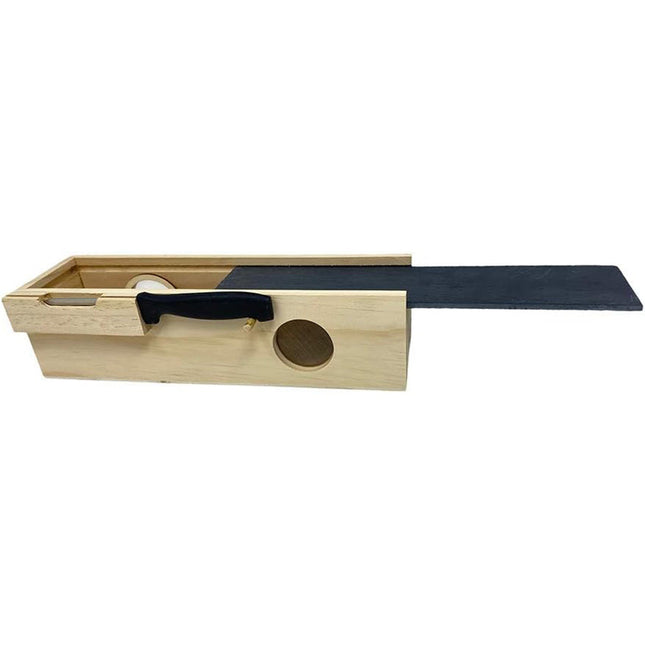 Scatola in legno per salame con tagliere in ardesia e coltello box con coperchio per alimenti - enzoled