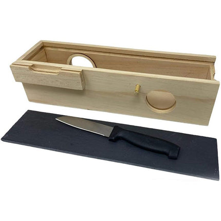 Scatola in legno per salame con tagliere in ardesia e coltello box con coperchio per alimenti - enzoled