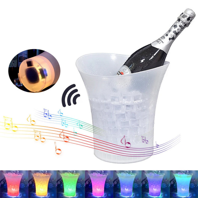 Secchiello per ghiaccio con luci rgb e cassa bluetooth incorporata cestello refrigeratore ricaricabile per vino champagne bibite 7 litri - enzoled
