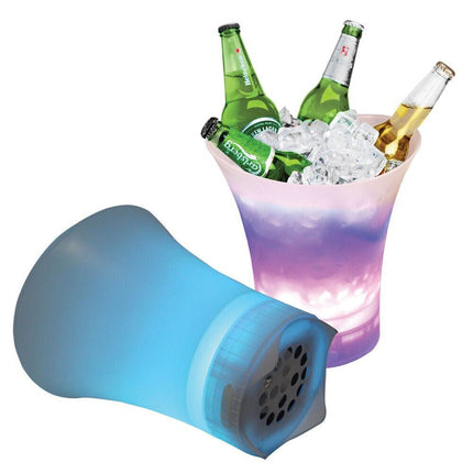 Secchiello per ghiaccio con luci rgb e cassa bluetooth incorporata cestello refrigeratore ricaricabile per vino champagne bibite 7 litri - enzoled