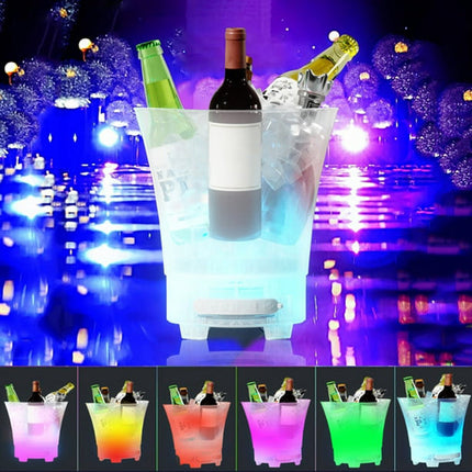 Secchiello per ghiaccio con luci rgb e cassa bluetooth incorporata cestello refrigeratore ricaricabile per vino champagne bibite 7 litri - enzoled