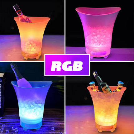 Secchiello per ghiaccio con luci rgb e cassa bluetooth incorporata cestello refrigeratore ricaricabile per vino champagne bibite 7 litri - enzoled