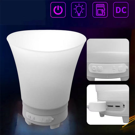Secchiello per ghiaccio con luci rgb e cassa bluetooth incorporata cestello refrigeratore ricaricabile per vino champagne bibite 7 litri - enzoled