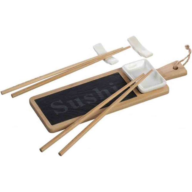 Servizio accessori sushi per 2 persone con tagliere in ardesia e legno ciotola bacchette - enzoled