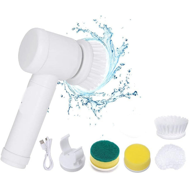 Spazzola rotante elettrica spugna per pulizia multifunzione 4 testine intercambiabile ricaricabile - enzoled