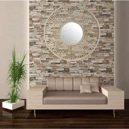Specchio a parete stile boho chic bohemien tondo in legno di bamboo specchiera decorativa in bambù 52 62 72 cm - enzoled