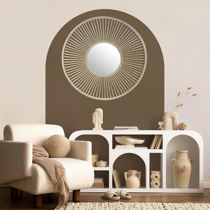 Specchio a parete stile boho chic bohemien tondo in legno di bamboo specchiera decorativa in bambù 52 62 72 cm - enzoled