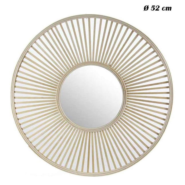 Specchio a parete stile boho chic bohemien tondo in legno di bamboo specchiera decorativa in bambù 52 62 72 cm - enzoled