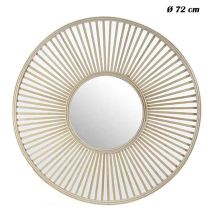 Specchio a parete stile boho chic bohemien tondo in legno di bamboo specchiera decorativa in bambù 52 62 72 cm - enzoled