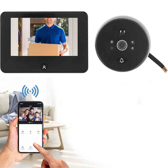 Spioncino smart wifi digitale con led infrarossi per porta monitor 4,3” ricaricabile occhiello con app spioncino - enzoled