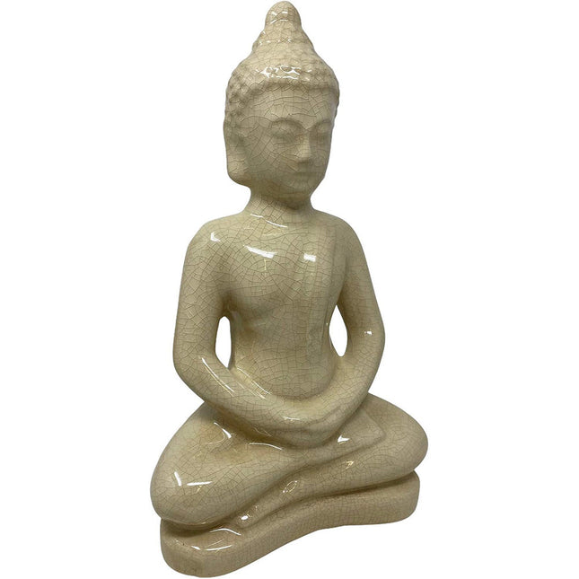Statua buddha soprammobile decorazione casa statuetta siddharta seduto portafortuna in ceramica 21X11 cm - enzoled