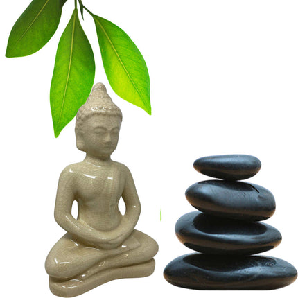 Statua buddha soprammobile decorazione casa statuetta siddharta seduto portafortuna in ceramica 21X11 cm - enzoled