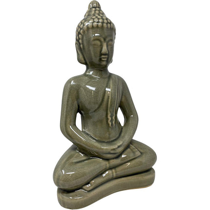 Statua buddha soprammobile decorazione casa statuetta siddharta seduto portafortuna in ceramica 21X11 cm - enzoled