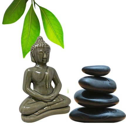 Statua buddha soprammobile decorazione casa statuetta siddharta seduto portafortuna in ceramica 21X11 cm - enzoled