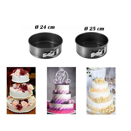 Set 2 teglie rotondo con cerniera apribile antiaderente da forno e frigo diverse dimensioni 24 25cm ruoto tortiera per cheescake - enzoled