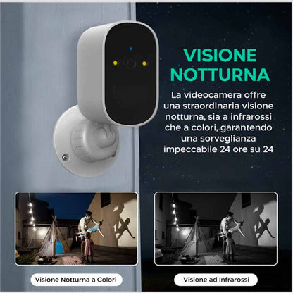 Telecamera ricaricabile wi-fi infrarossi con visone notturna videocamera a batteria IP66 - enzoled