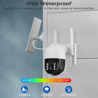 Telecamera di sorveglianza wi fi con pannello solare 4G videocamera da esterno PTZ IP65 - enzoled
