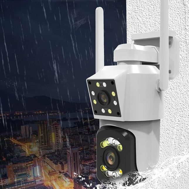 Telecamera wifi doppio obbiettivo motorizzata con zoom audio video con App IP66 videosorveglianza da esterno e interno - enzoled