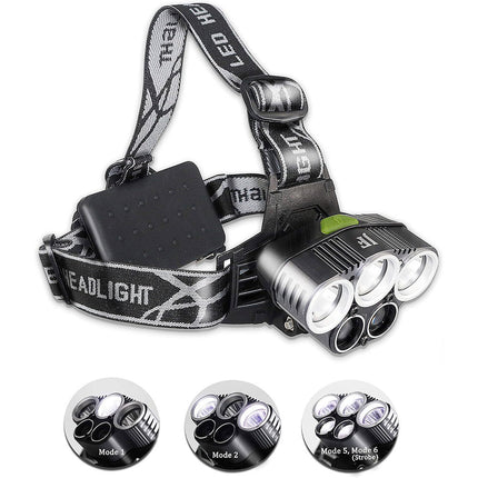 Torcia fronntale ricaricabile a 5 led 3 luce bianca fredda 2 luce blu 5 modalità di luce - enzoled