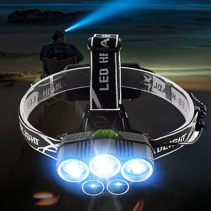 Torcia fronntale ricaricabile a 5 led 3 luce bianca fredda 2 luce blu 5 modalità di luce - enzoled