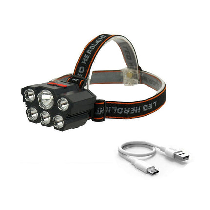 Torcia ricaricabile a 6 led dimmerabile lampada frontale inclinabile ricaricabile con usb torcia per campeggio pesca - enzoled