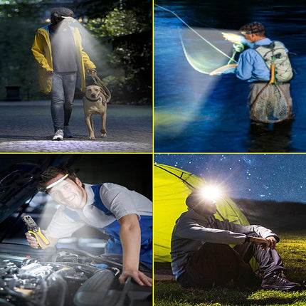 Torcia frontale ricaricabile doppio led dimmerabile con sensore di movimento passaggio - enzoled