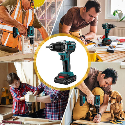Trapano elettrico ricaricabile con motore brushless avvitatore cordless con doppia batteria 48v con 22 accessori in valigetta - enzoled