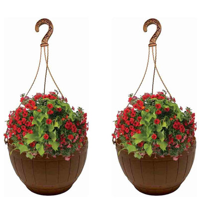 Set 2 portapiante a Sospensione in plastica semisferica con Gancio per balconi terrazzi Ø26 cm - enzoled