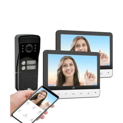 Videocitofono monitor lcd 7” monofamiliare e bifamiliare citofono a 6 fili pulsantiera gestibile da smartphone con app - enzoled