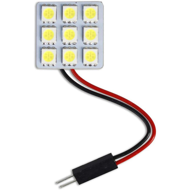 Luci pannello 9 led interno auto smd luce fredda 6000k per interni auto tettuccio 2 watt alimentazione 12 v adattatore t10 - enzoled