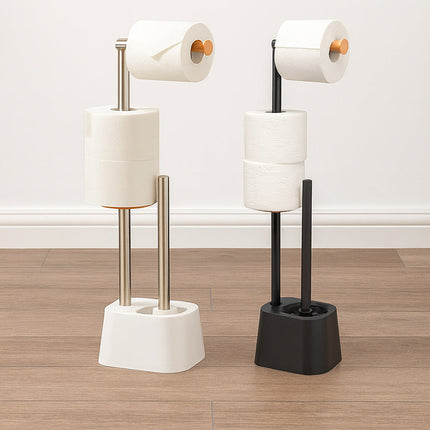 Piantana porta rotolo e scopino minimal per bagno salvaspazio da terra