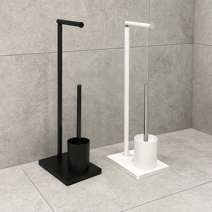 Piantana porta rotolo e scopino moderno per bagno salvaspazio da terra