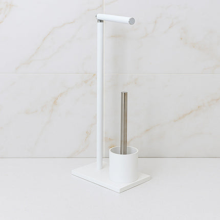 Piantana porta rotolo e scopino moderno per bagno salvaspazio da terra