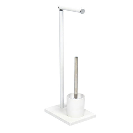 Piantana porta rotolo e scopino moderno per bagno salvaspazio da terra