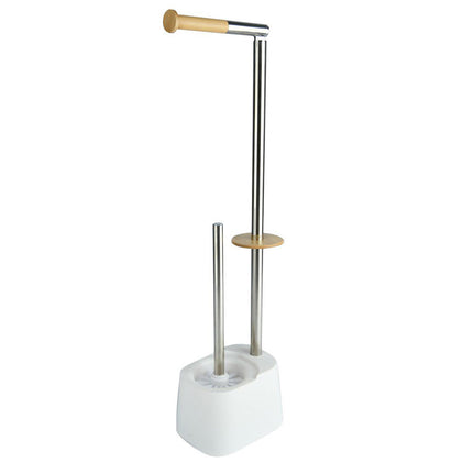 Piantana porta rotolo e scopino minimal per bagno salvaspazio da terra