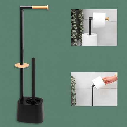 Piantana porta rotolo e scopino minimal per bagno salvaspazio da terra