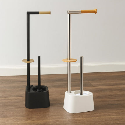 Piantana porta rotolo e scopino minimal per bagno salvaspazio da terra