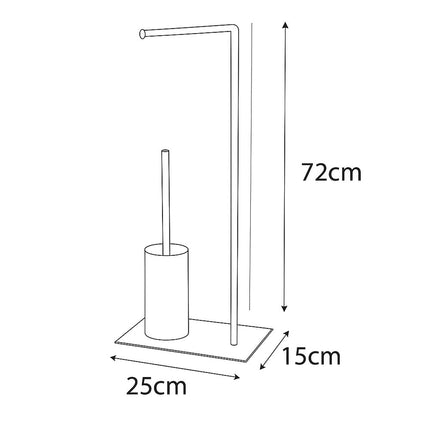 Piantana porta rotolo e scopino per bagno da terra metallo lucido