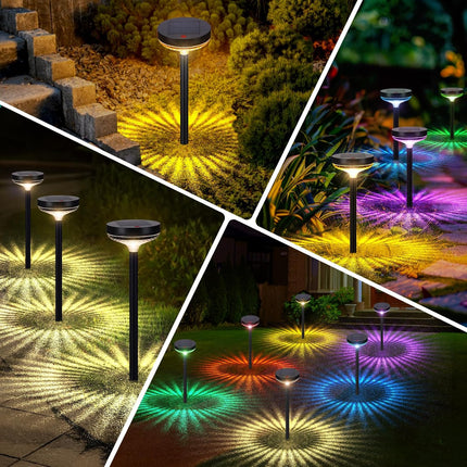 Picchetto a led faretto con pannello solare RGB + warm white lampada decorativa per esterno IP54 - enzoled