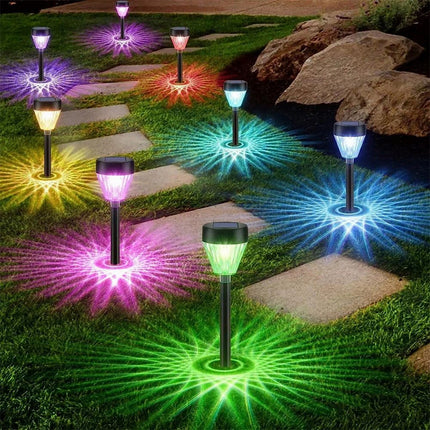 Picchetto a led faretto con pannello solare RGB + warm white lampada decorativa per esterno IP54 - enzoled