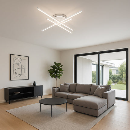 Plafoniera LED 45W luce soffitto design geometria tecnologia CCT enzoled
